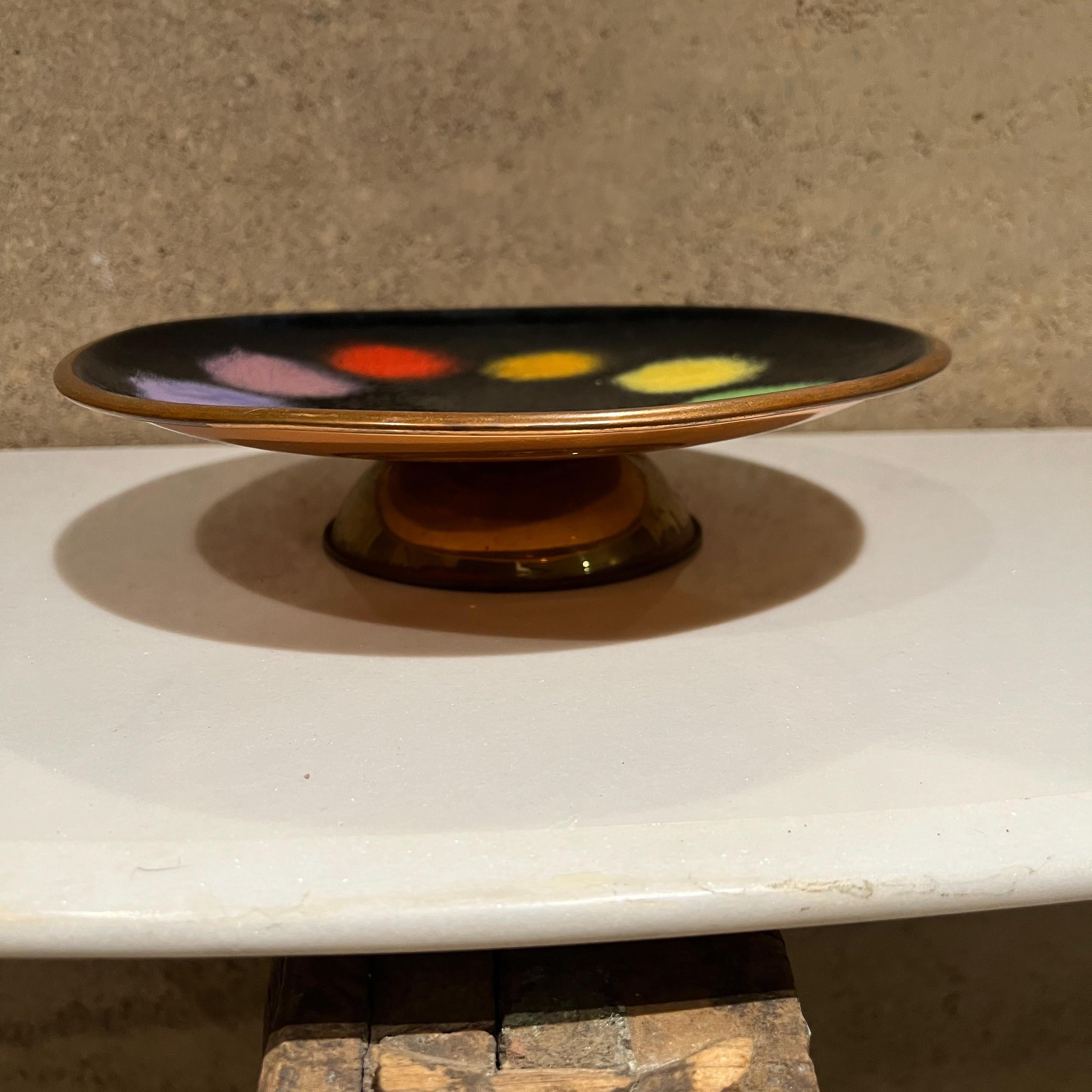 Mid-Century Modern 1960s Artisware Handmade Colorful Platter Copper Enamel Tray Made in England