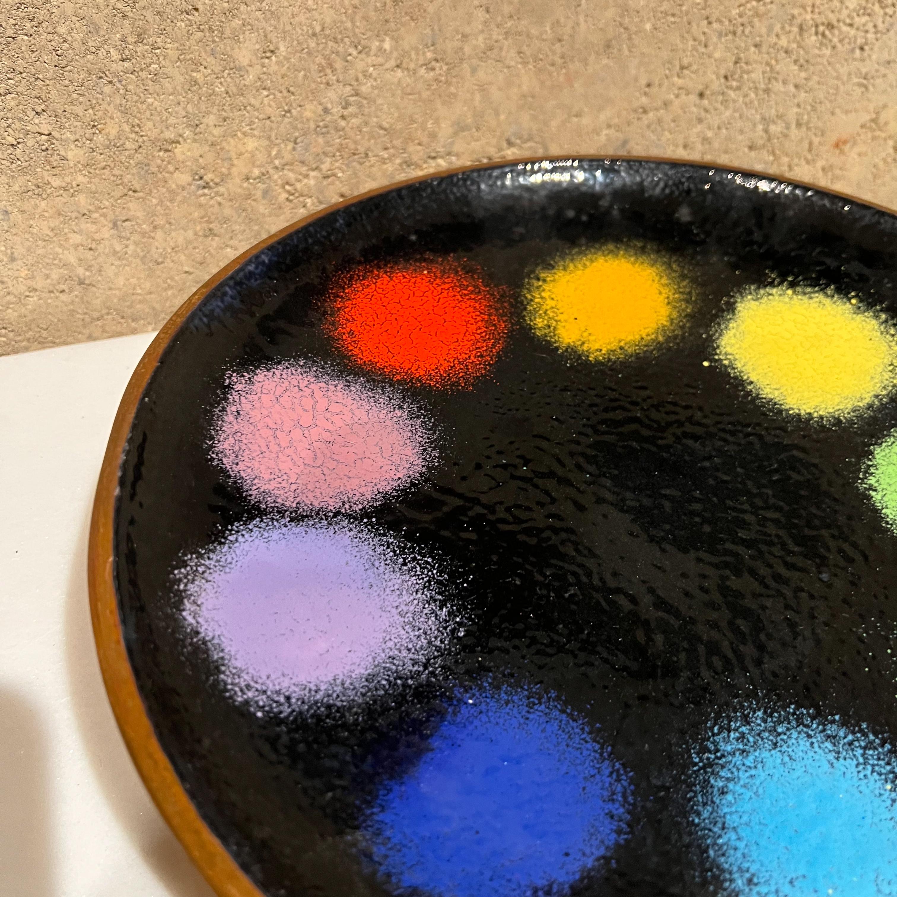 1960s Artisware Handmade Colorful Platter Copper Enamel Tray Made in England 2