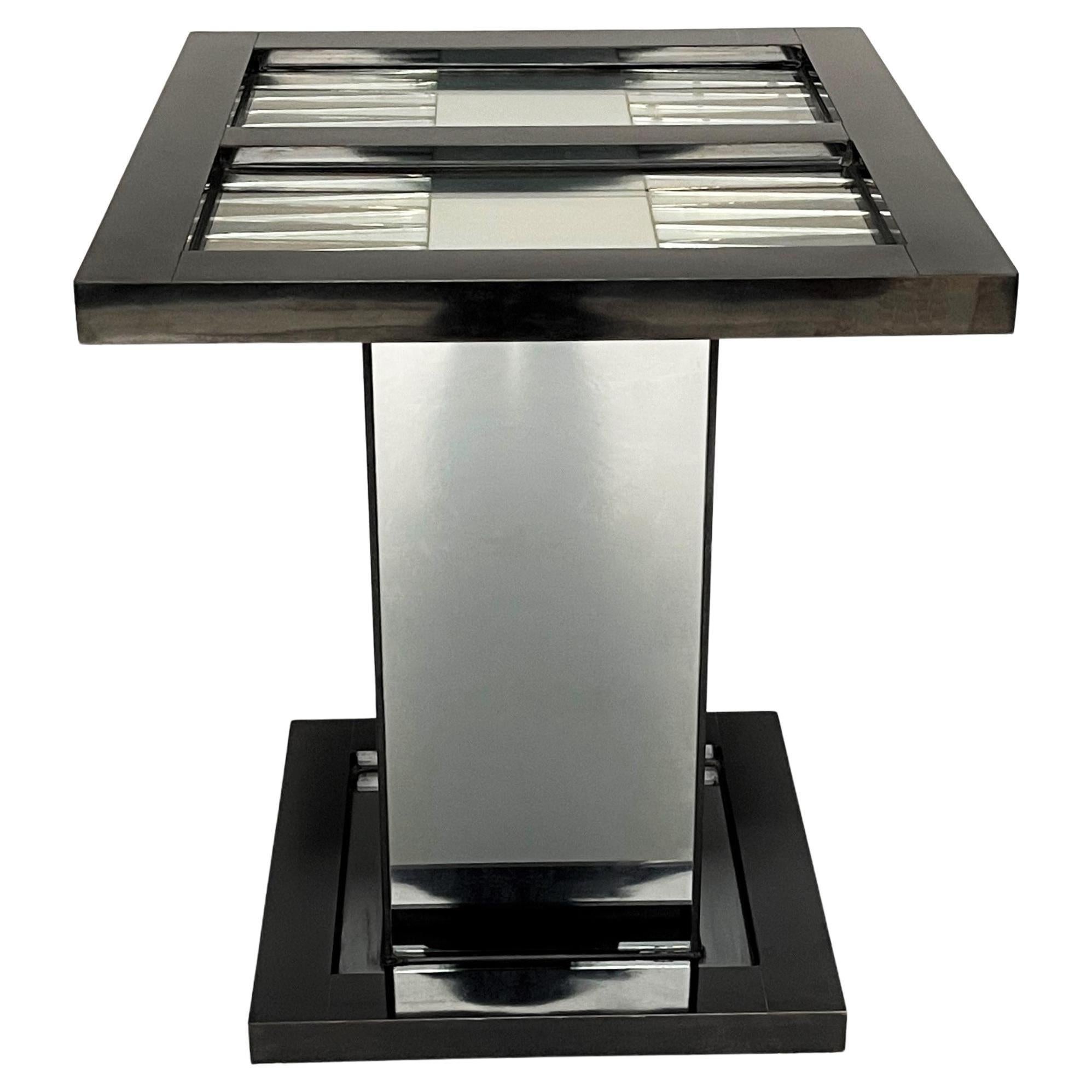 1960's Arturo Pani Exceptional High Gloss Black and Mirror Backgammon Table 4