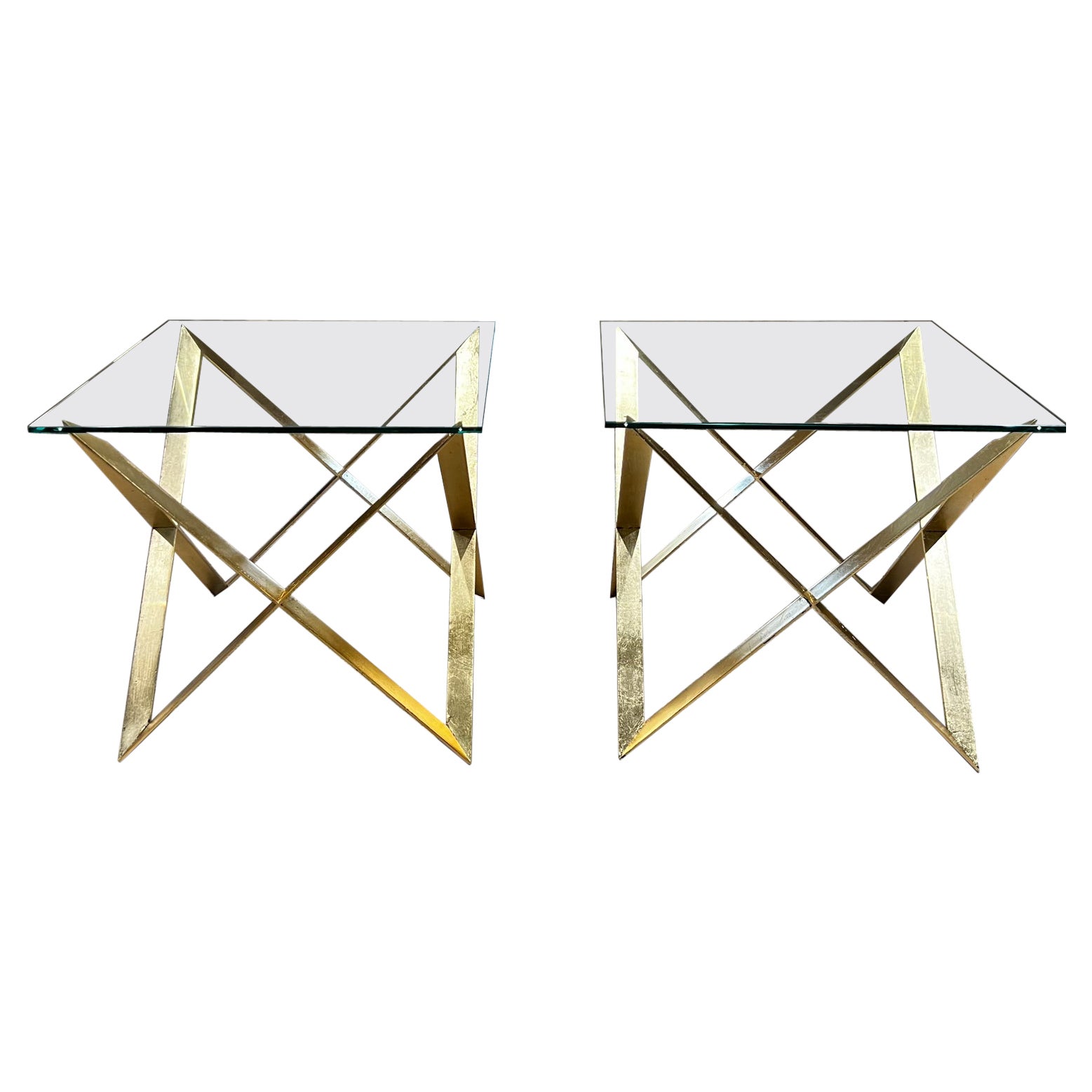 Tables d'appoint Arturo Pani en verre feuille d'or Mexico City des années 1960 en vente