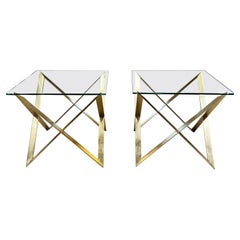 1960s Arturo Pani Glass Gold Leaf Side Tables Mexico City