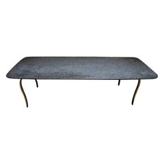 1960s Arturo Pani Gorgeous Coffee Table Floating Black Stone Sculptural Bronze