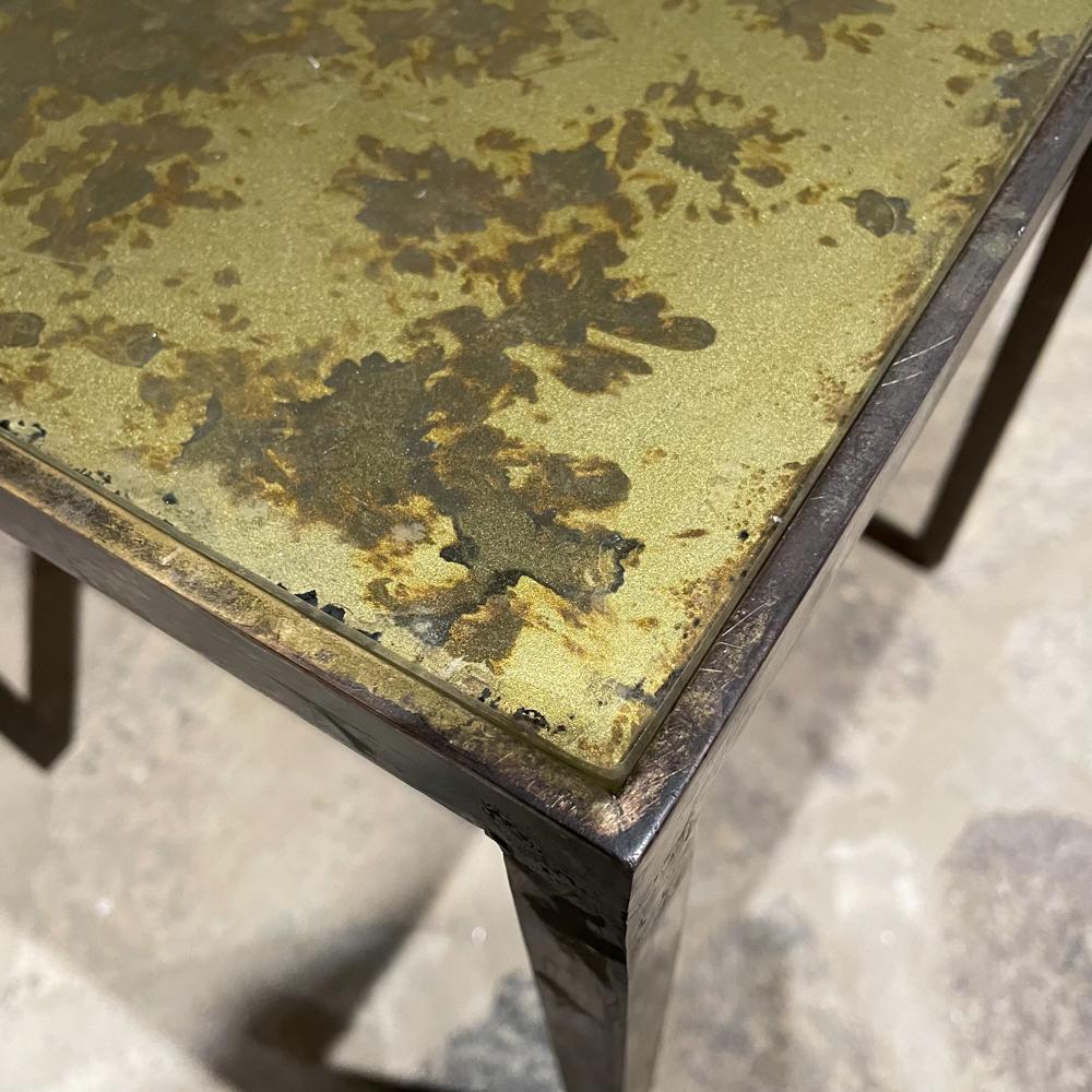 1960s Arturo Pani Mexican Modernism Side Table in Bronze with Eglomise Glass For Sale 5