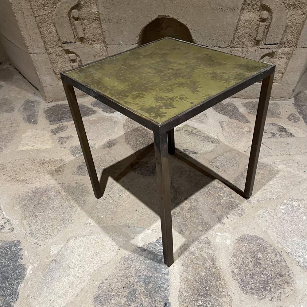 Mid-Century Modern 1960s Arturo Pani Mexican Modernism Side Table in Bronze with Eglomise Glass For Sale