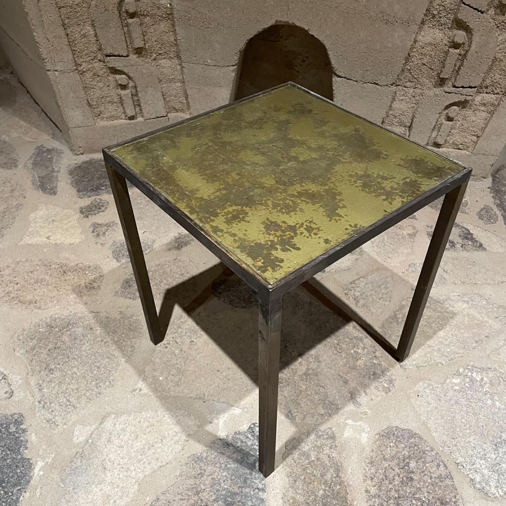 1960s Arturo Pani Mexican Modernism Side Table in Bronze with Eglomise Glass For Sale 4