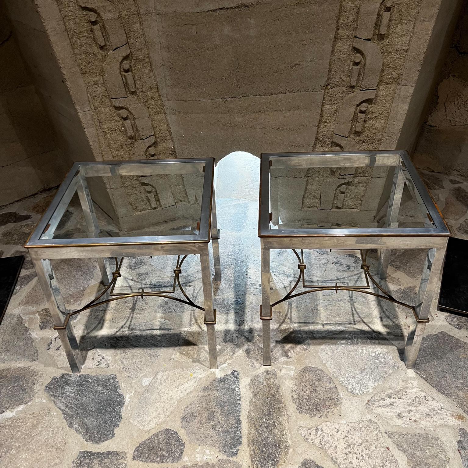Mexican 1960s Arturo Pani Modern Side Tables Aluminum and Bronze Mexico City For Sale