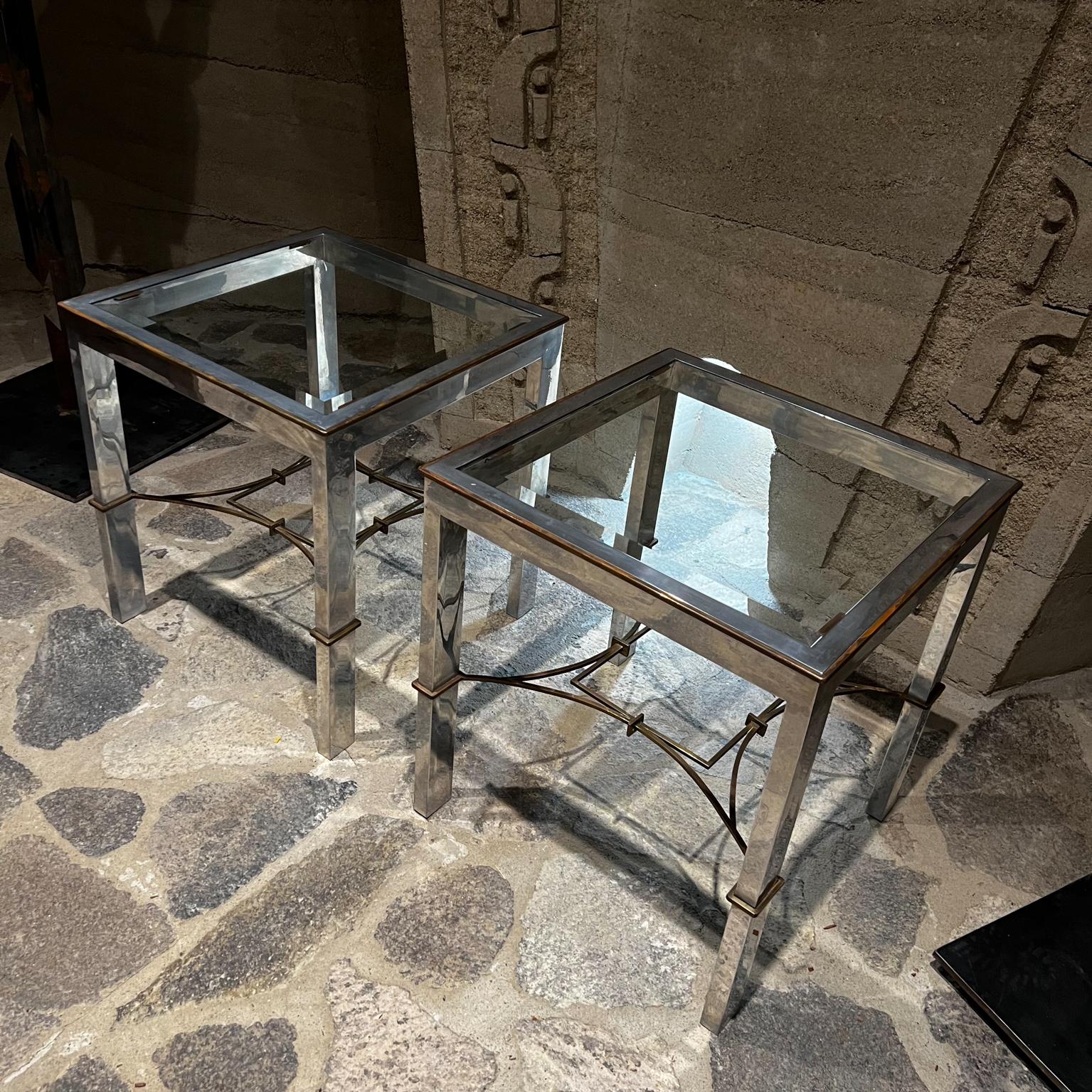 1960s Arturo Pani Modern Side Tables Aluminum and Bronze Mexico City In Good Condition For Sale In Chula Vista, CA