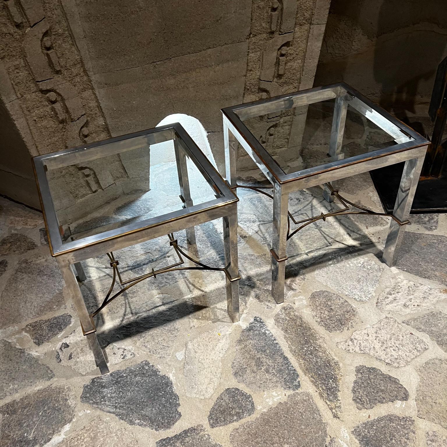 Mid-20th Century 1960s Arturo Pani Modern Side Tables Aluminum and Bronze Mexico City For Sale