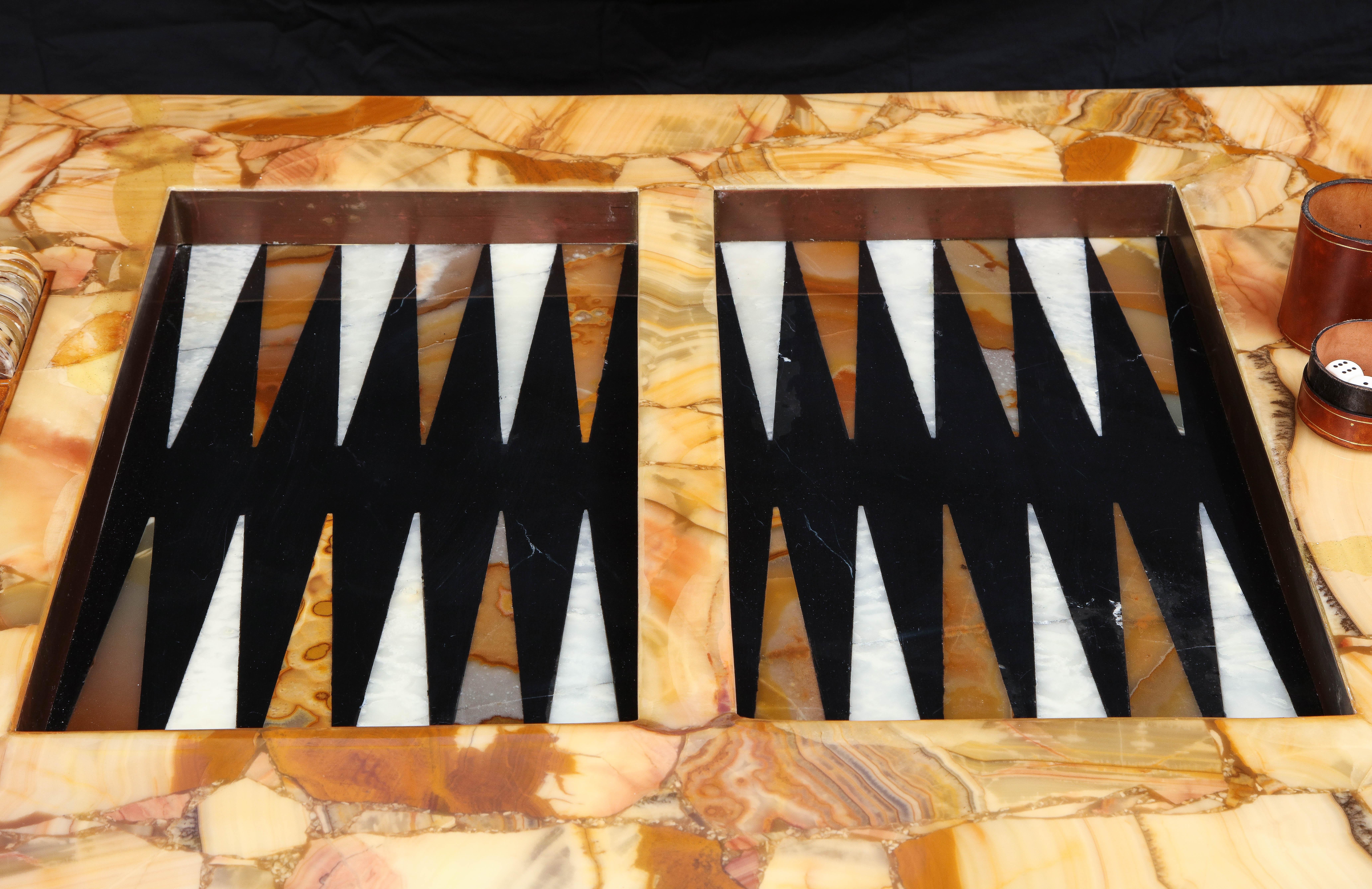 1960s Arturo Pani Onyx Backgammon Table with Two Stools by Muller's of Mexico 6