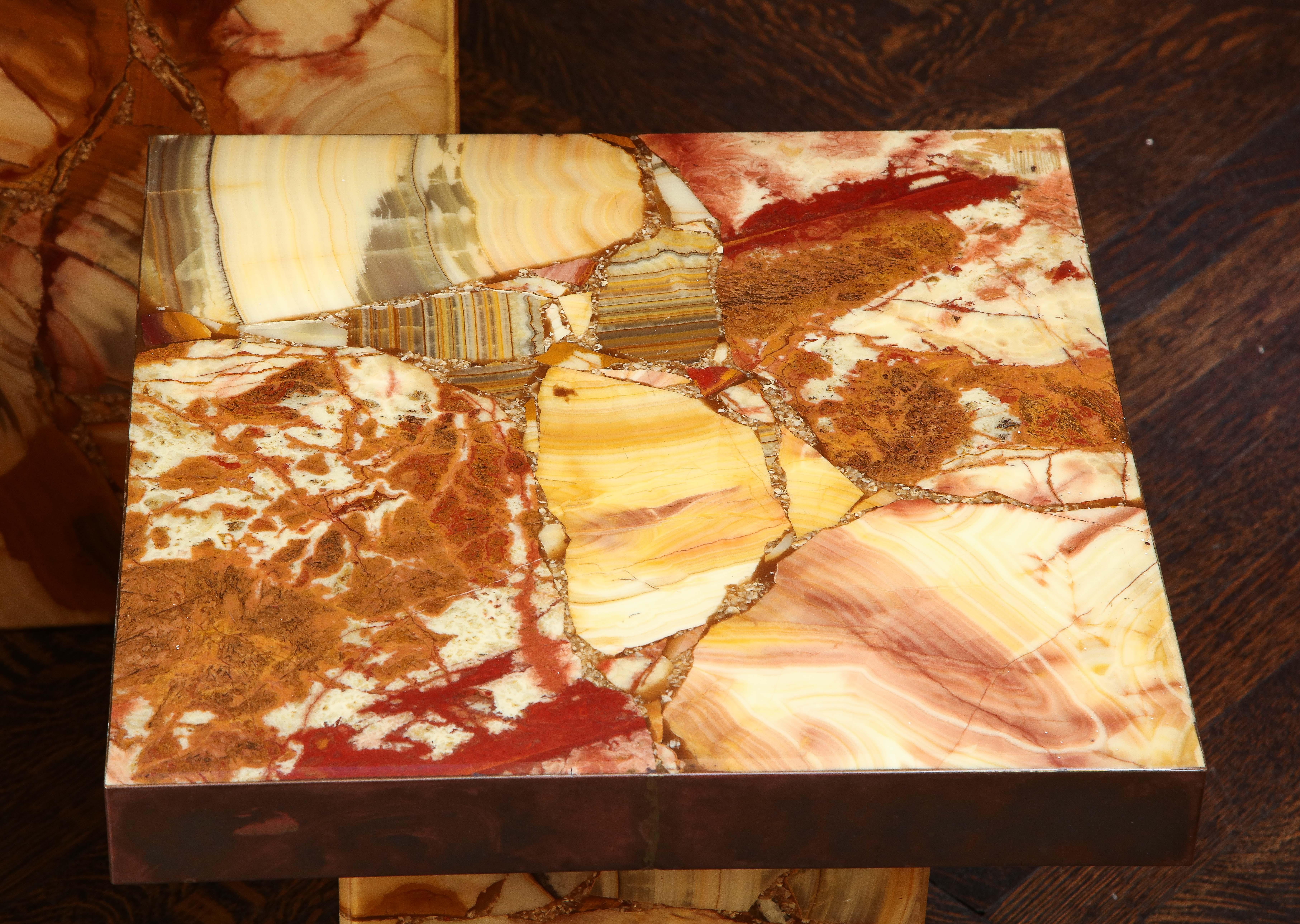 1960s Arturo Pani Onyx Backgammon Table with Two Stools by Muller's of Mexico 1