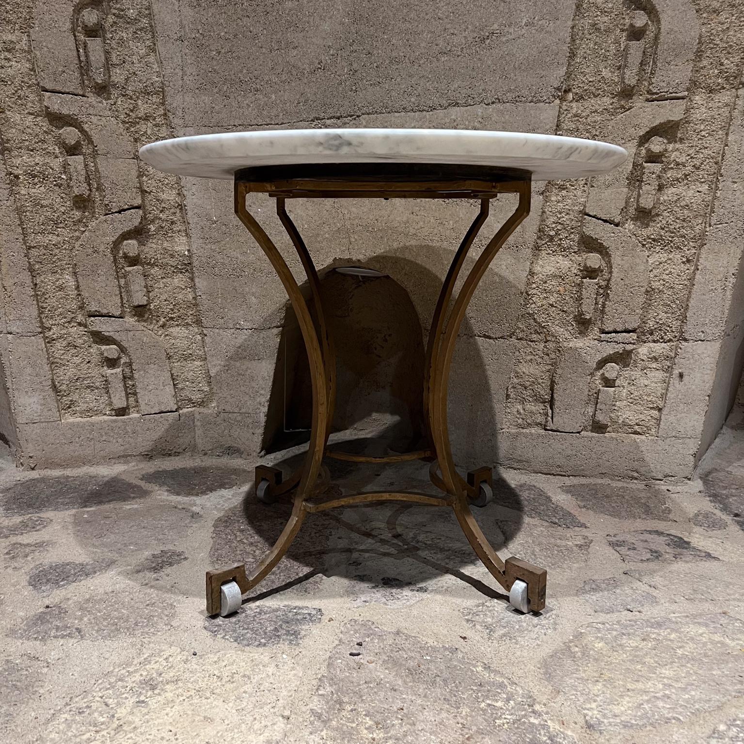 Mid-Century Modern 1960s Arturo Pani Side Table Gilded Iron Marble Mexico City