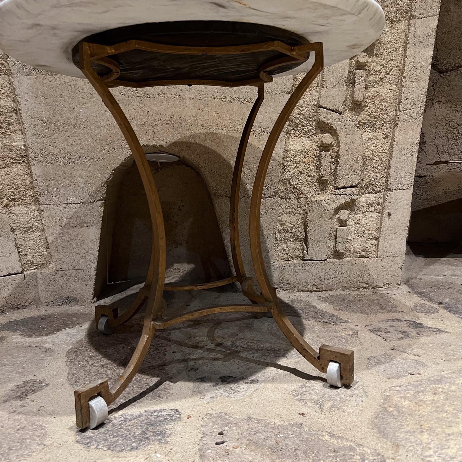 1960s Arturo Pani Side Table Gilded Iron Marble Mexico City In Good Condition In Chula Vista, CA