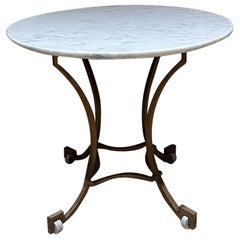 1960s Arturo Pani Side Table Gilded Iron Marble Mexico City