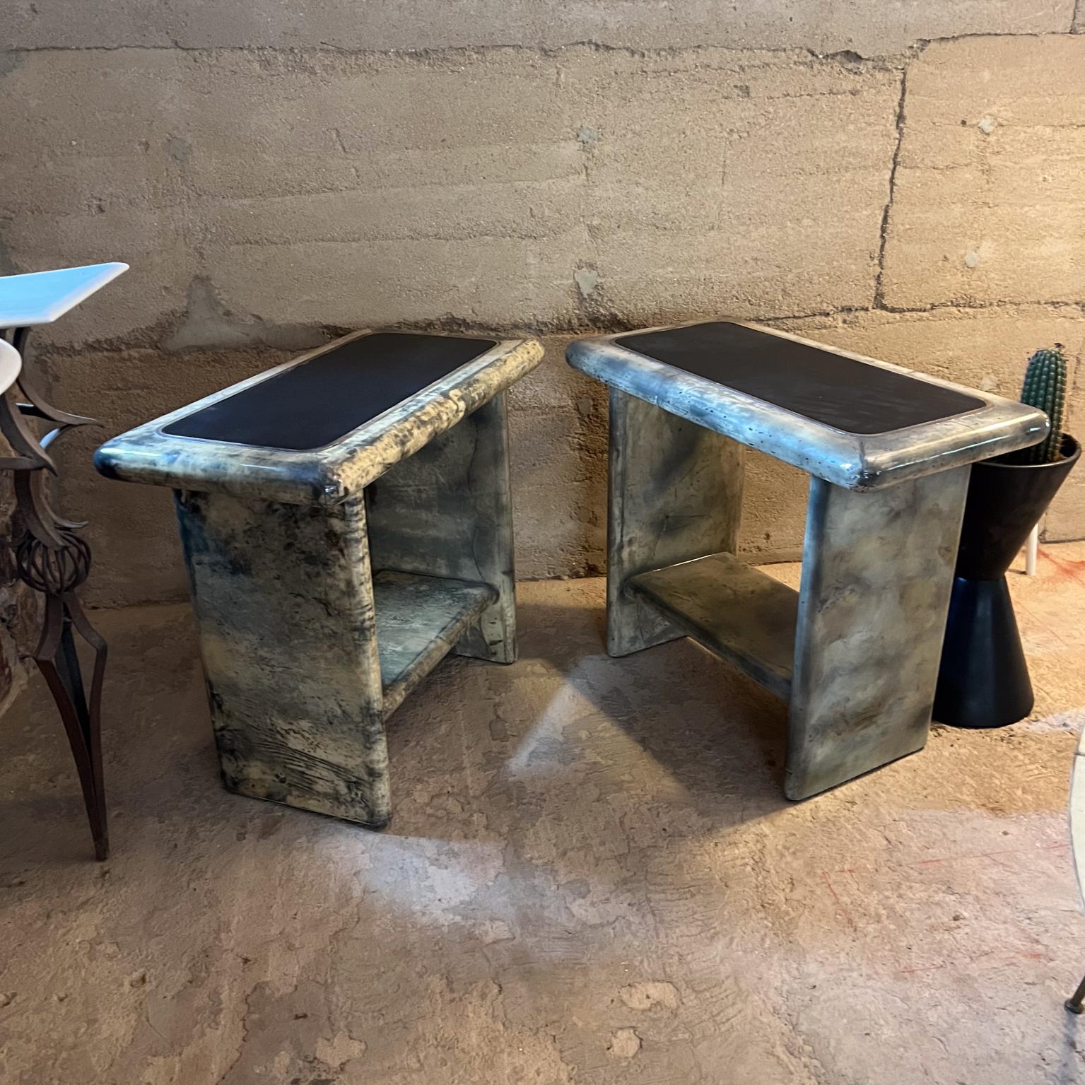 1960s Arturo Pani Side Tables Lacquered Goatskin Leather For Sale 7