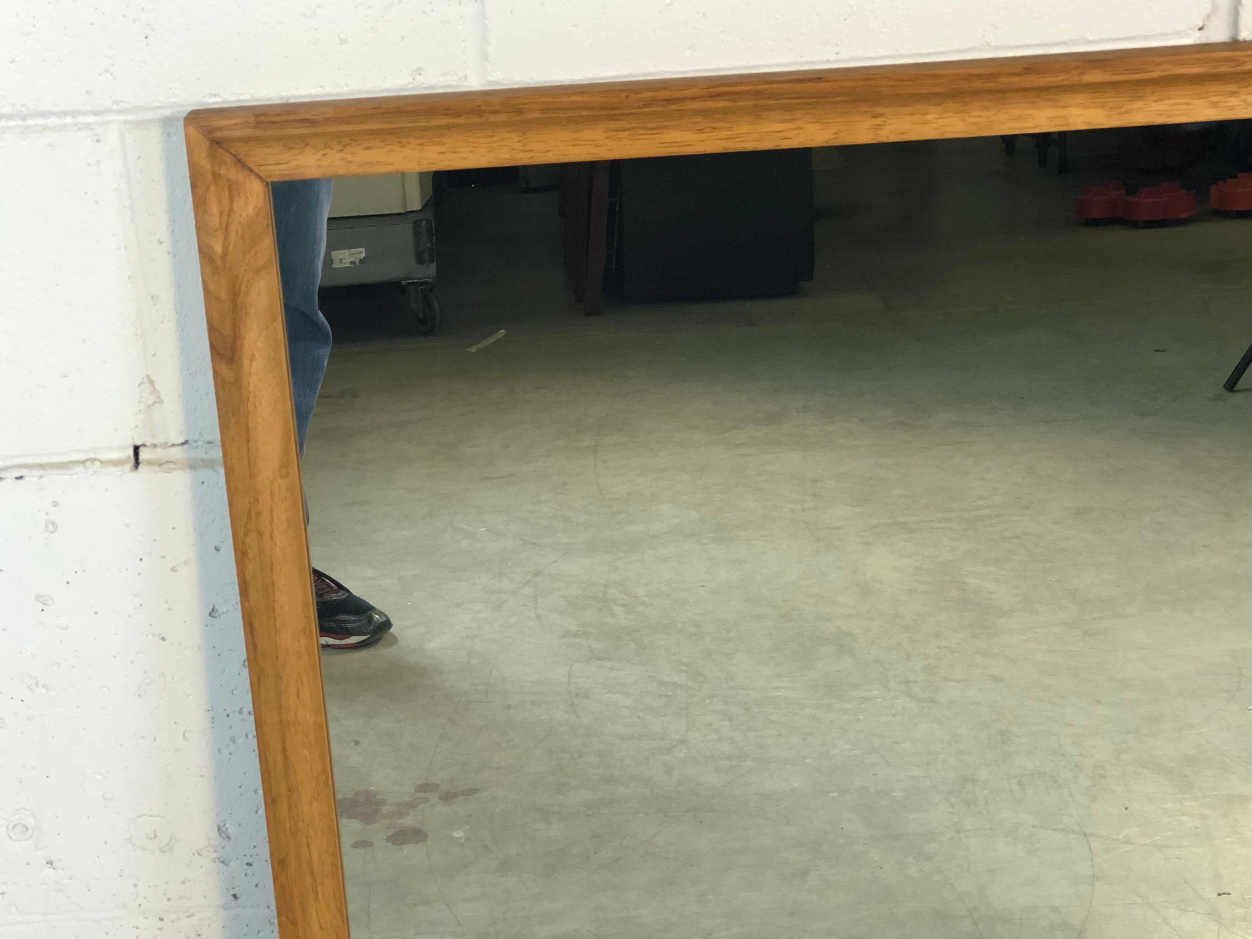 1960s ashwood rectangular wall mirror. No marker mark. Hardware is included. Newly refinished condition.