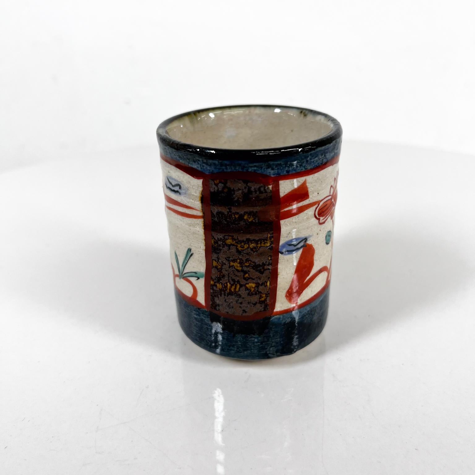 1960s Asian Art Pottery Decorative Oriental Modern Flower Cup For Sale 1