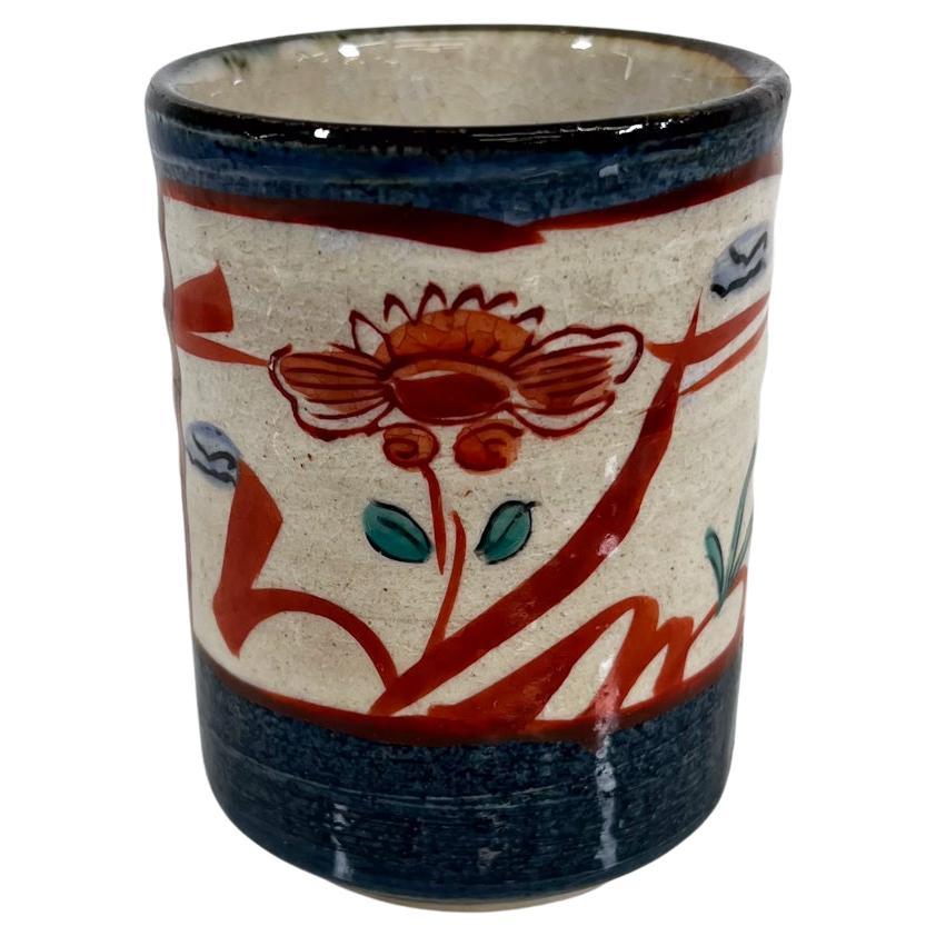 1960s Asian Art Pottery Decorative Oriental Modern Flower Cup For Sale