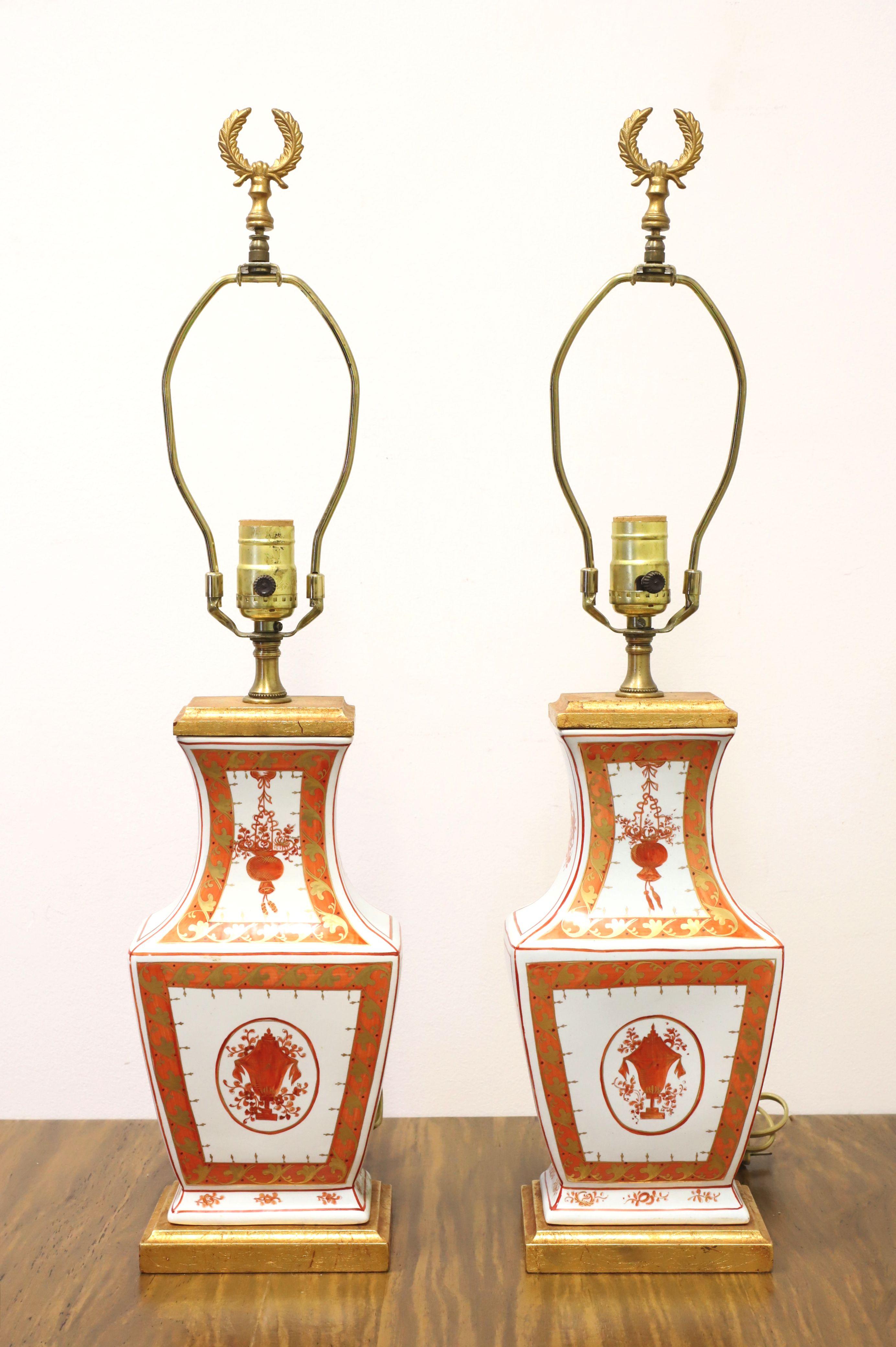 1960's Asian Chinoiserie Porcelain Table Lamps - Pair 4