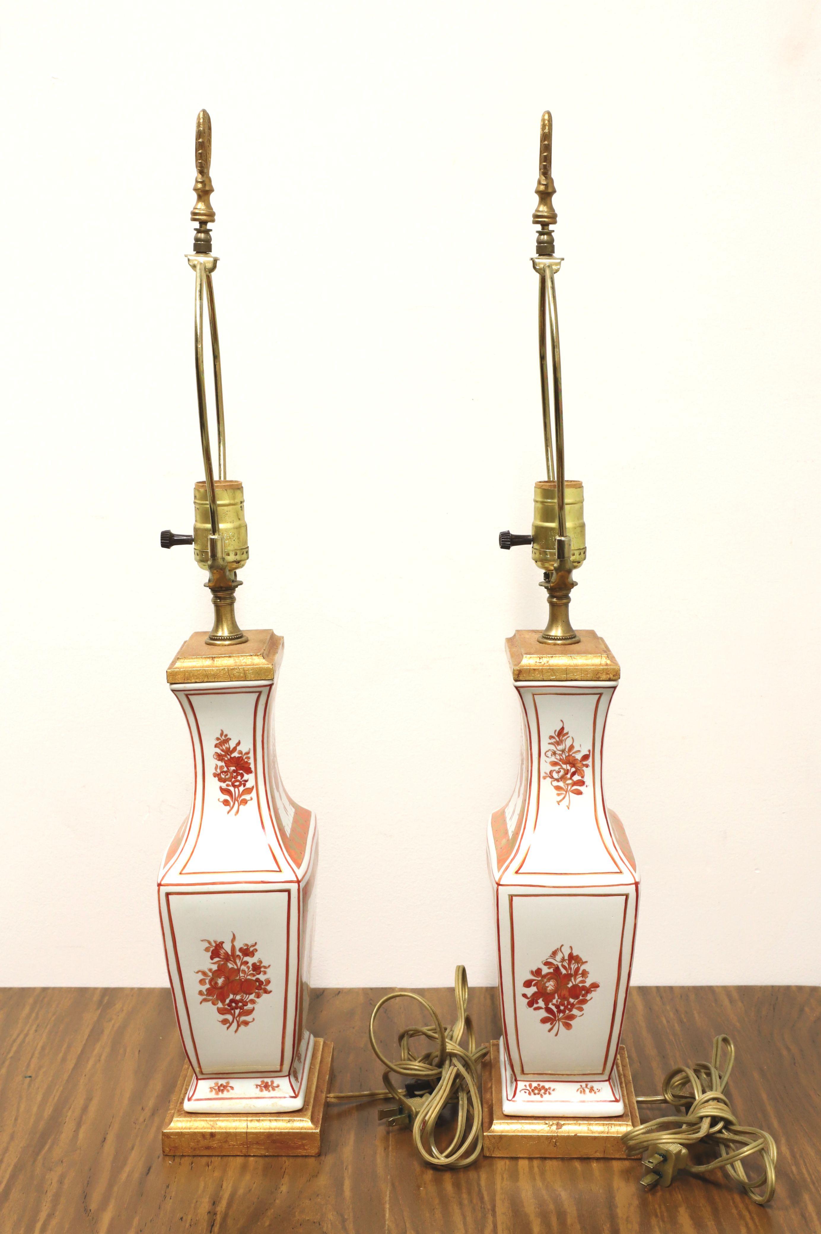 1960's Asian Chinoiserie Porcelain Table Lamps - Pair In Good Condition In Charlotte, NC