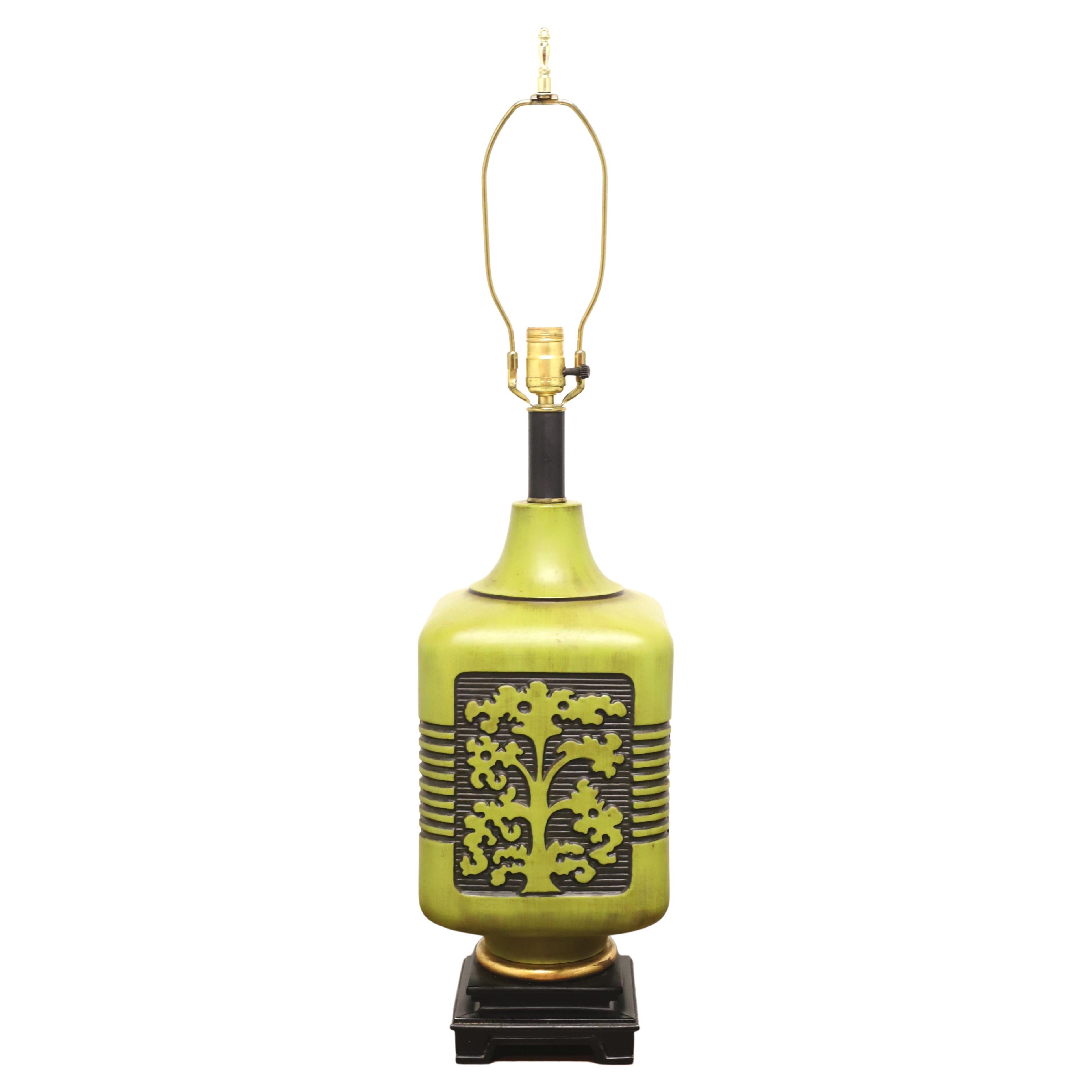 Lampe de table arbre de vie vert d'inspiration asiatique des années 1960