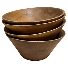 Vintage 1960s Assorted Wood Bowl Set Four Pieces