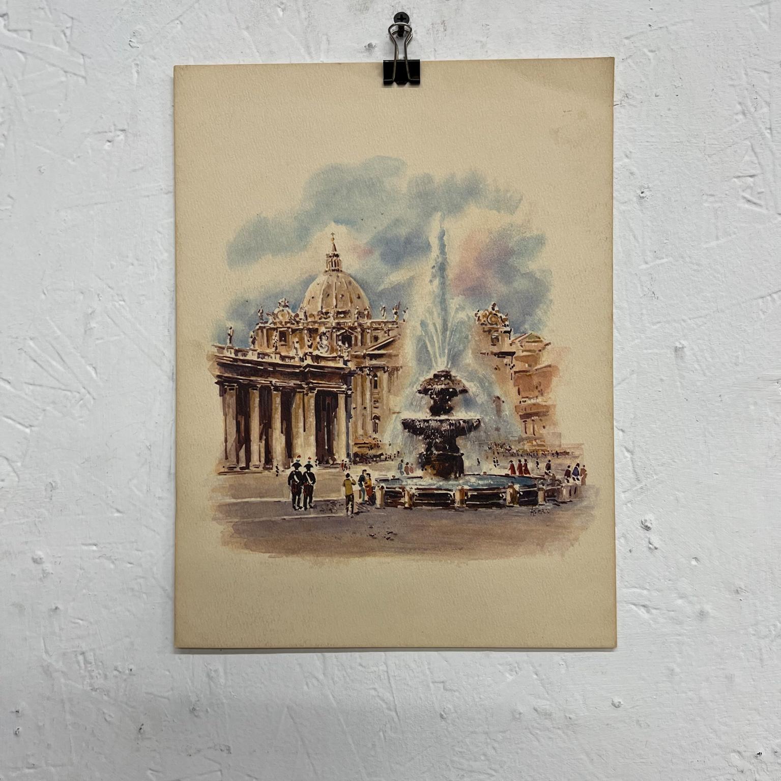 We presents,

1960s Asterio Pascolini St Peter's Basilica Rome Italy Vintage Art
Lithograph Print paper signed
European Landmark
9 x 12
Preowned unrestored original vintage art unframed.
See images.
 
