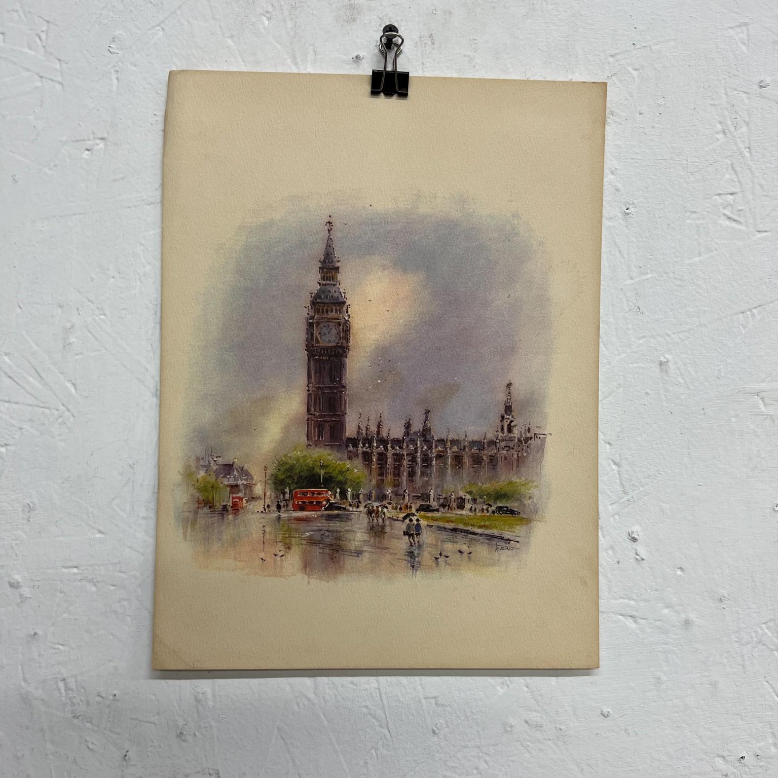 Asterio Pascolini 1960 Impressionist Lithograph London Big Ben Palace of Westminster London double decker bus.
12 x 16 art 11.75 x 13.75.
Preowned original unrestored condition vintage art. Unframed.
Refer to images.

