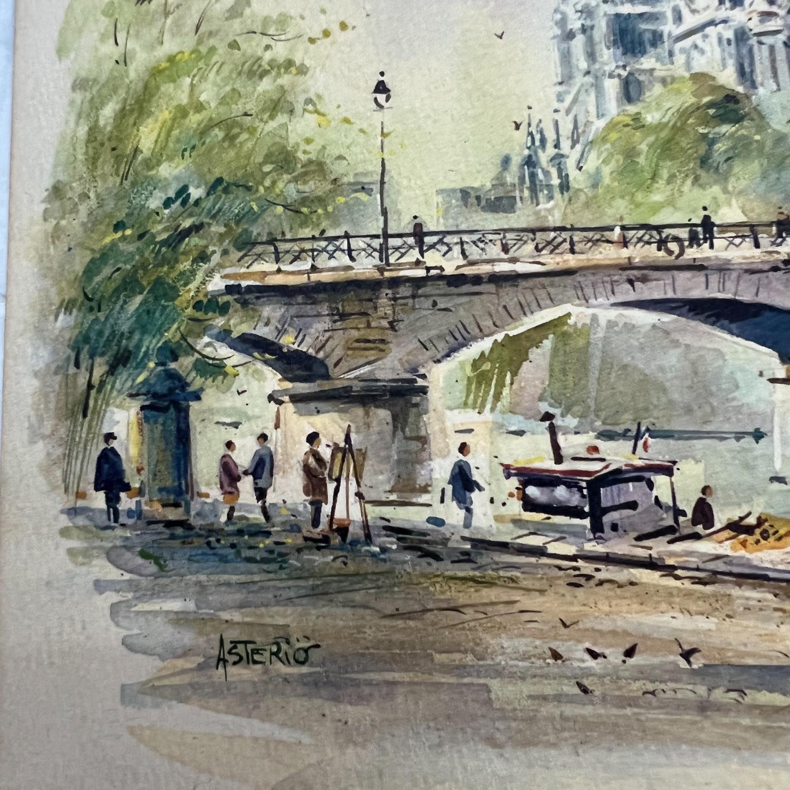 1960s Asterio Pascolini Vintage Art Lithograph Notre Dame Cathedral Paris France In Good Condition In Chula Vista, CA