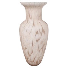 Étonnant vase ancien rose et blanc en verre de Murano par Artelinea, des années 1960 