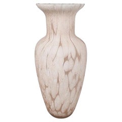 1960 Asombroso jarrón antiguo rosa y blanco de cristal de Murano de Artelinea.