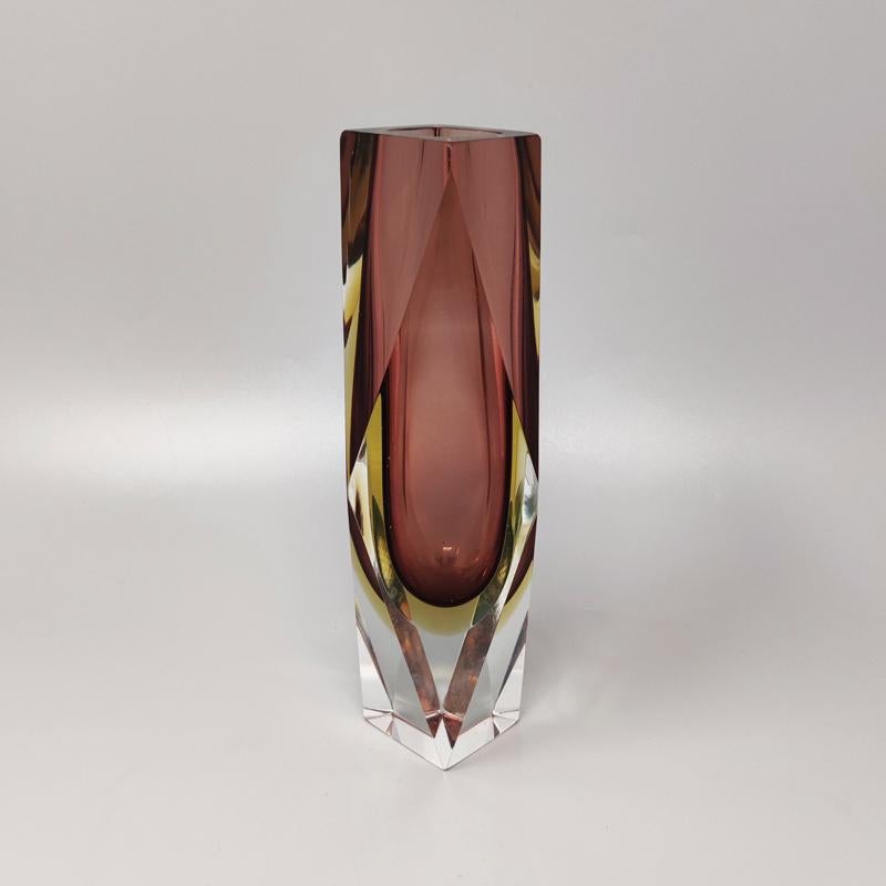 Mid-Century Modern 1960s Astonishing Antique Pink Vase by Flavio Poli for Seguso, Made in Italy