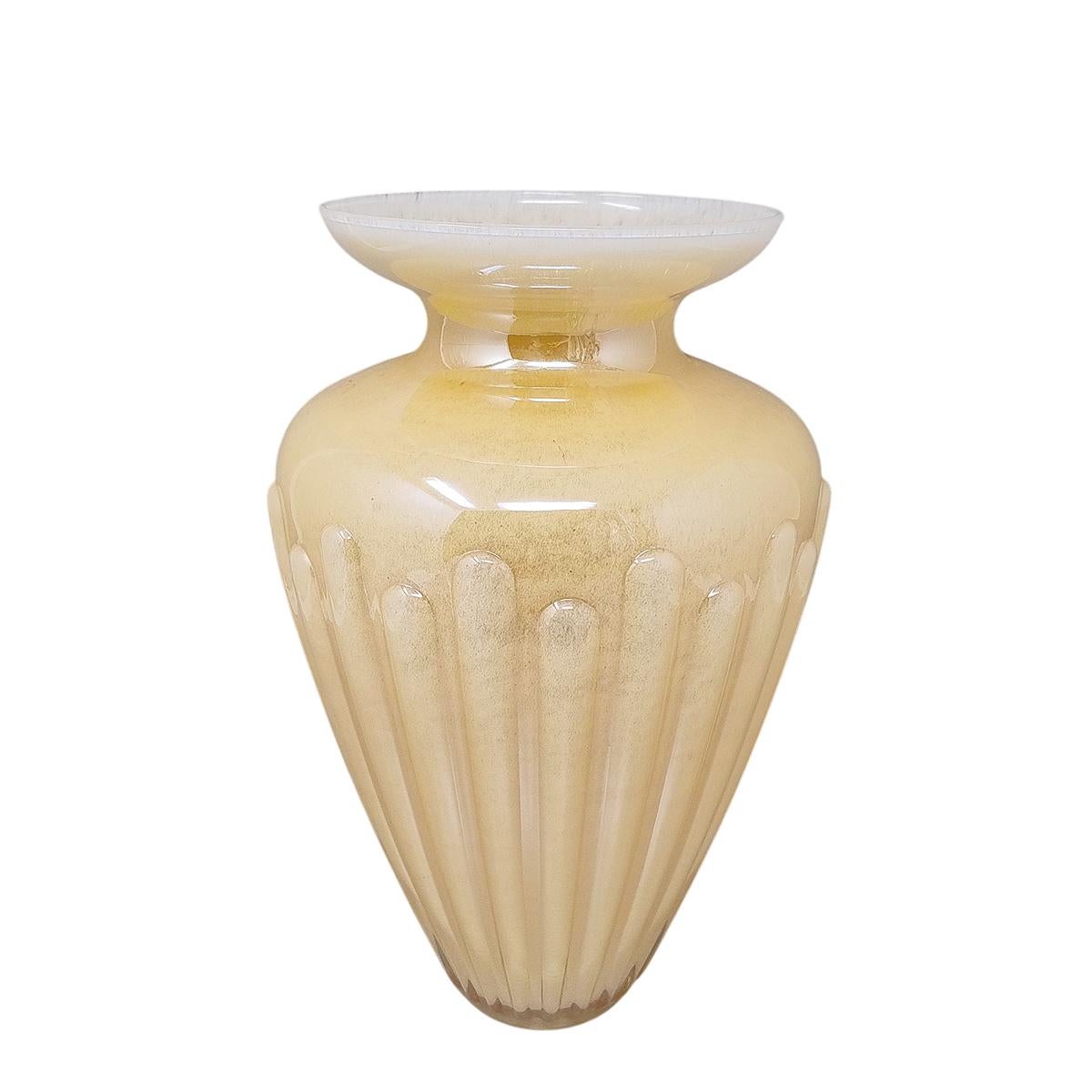 1960s Astonishing Beige Vase by Michielotto. Made in Italy
