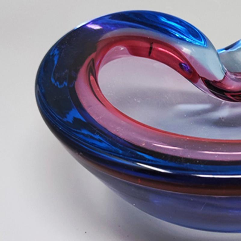 Murano Glass 1960s Astonishing Blue and Pink Ashtray/Vide Poche By Flavio Poli for Seguso For Sale
