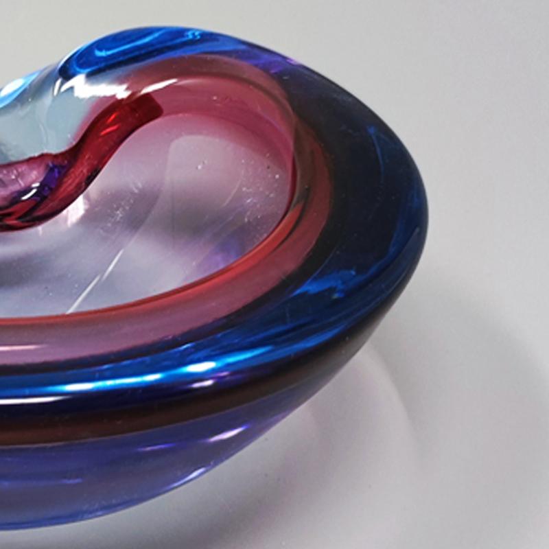 1960s Astonishing Blue and Pink Ashtray/Vide Poche By Flavio Poli for Seguso For Sale 1