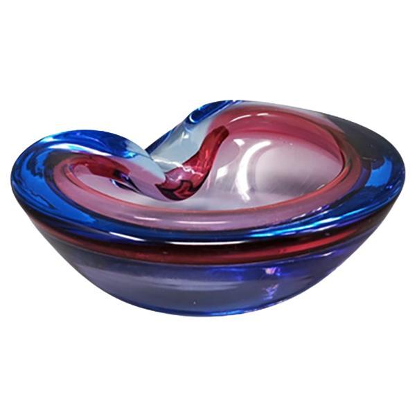 1960s Astonishing Blue and Pink Ashtray/Vide Poche By Flavio Poli for Seguso For Sale