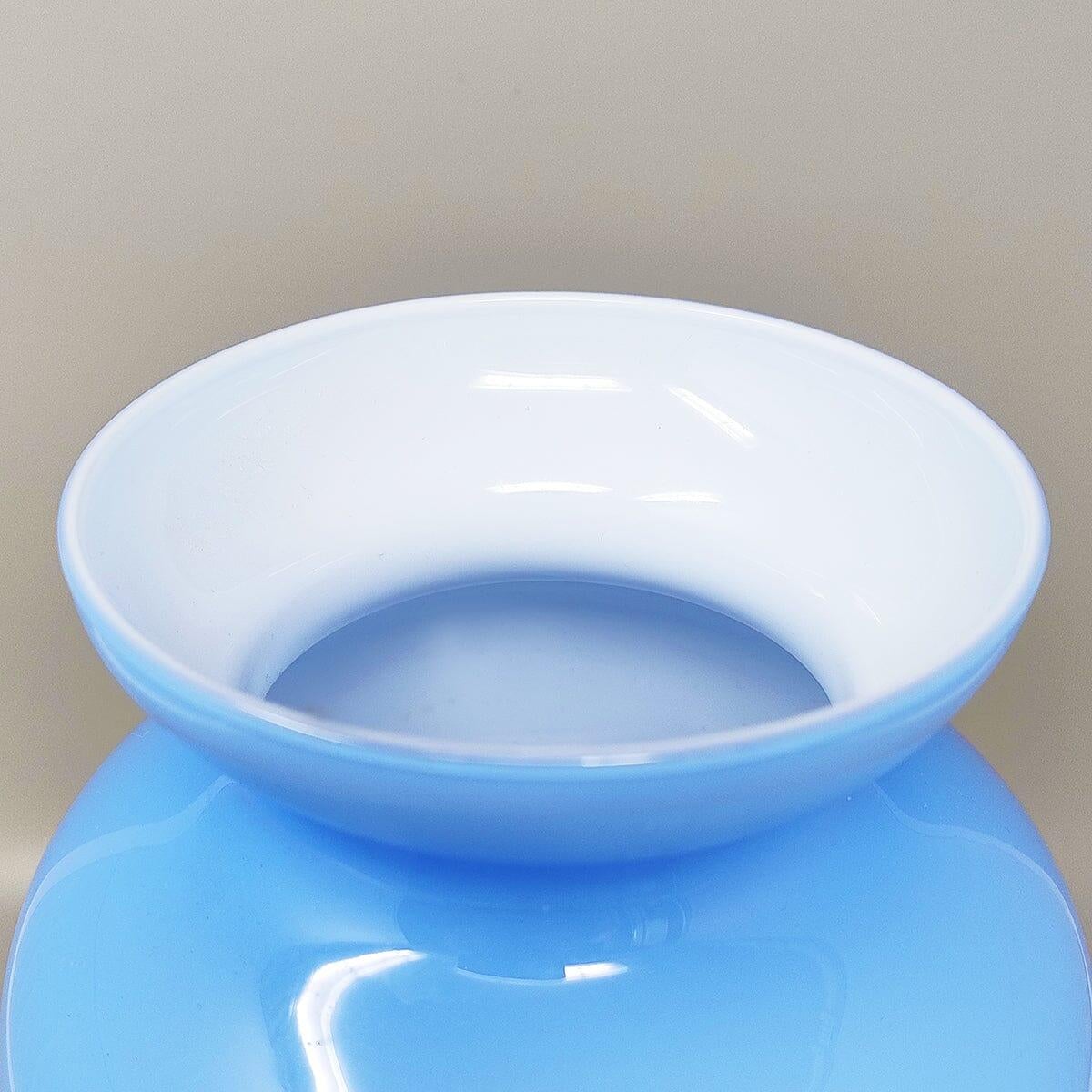 Italian 1960s Astonishing Blue Jackated Vase in Murano Glass. Made in Italy For Sale