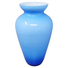1960s Astonishing Blue Jackated Vase in Murano Glass. Made in Italy
