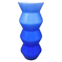 1960s Astonishing Blue Vase By Ca' Dei Vetrai in Murano Glass. Made in Italy