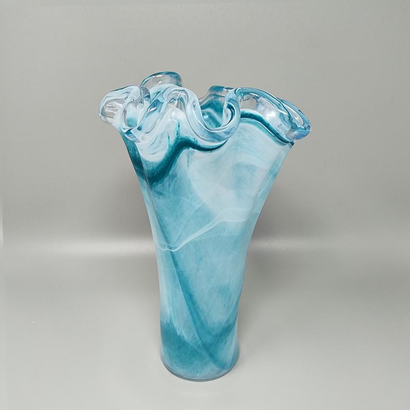 Mid-20th Century 1960s Astonishing Blue Vase By Ca Dei Vetrai. Made in Italy For Sale