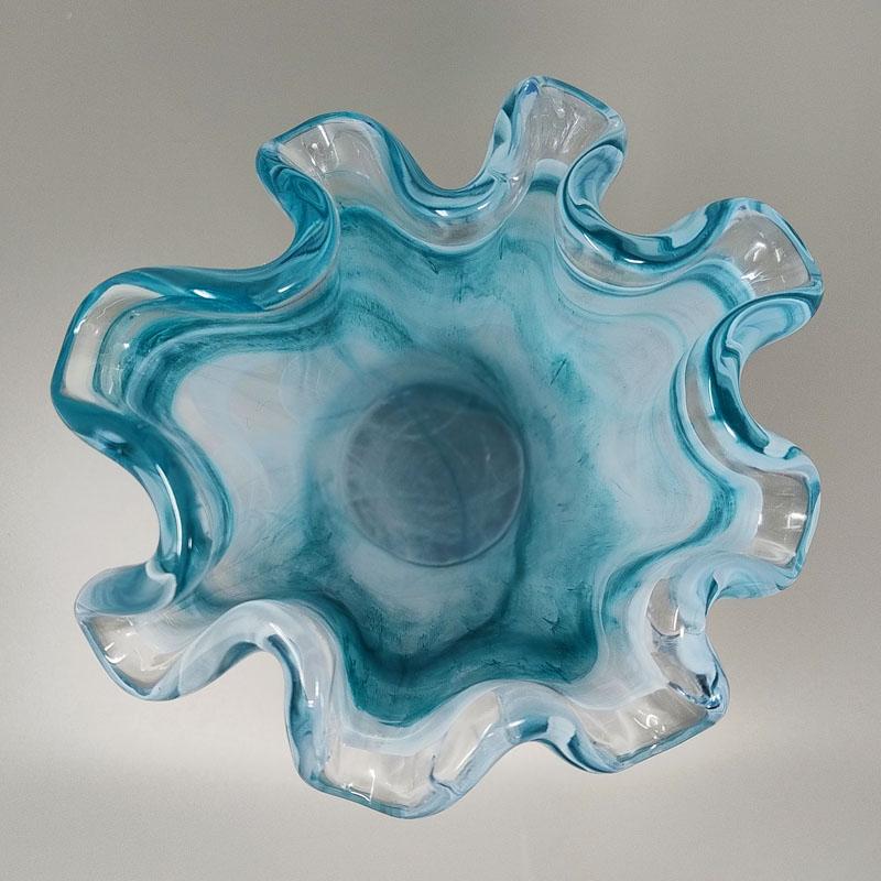 1960er Jahre Erstaunliche blaue Vase von Ca Dei Vetrai. Hergestellt in Italien im Angebot 1