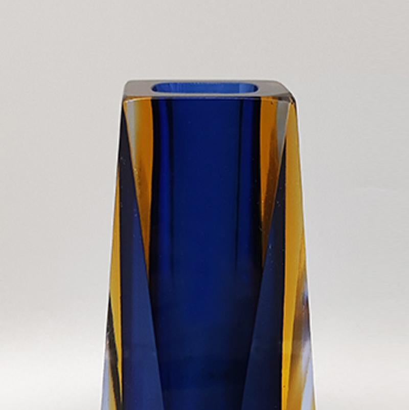 Murano Glass 1960s Astonishing Blue Vase By Mandruzzato, Made in Italy For Sale