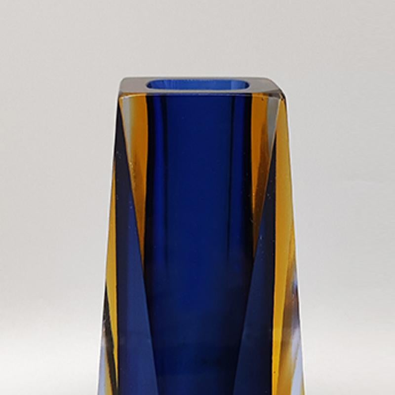 Murano Glass 1960s Astonishing Blue Vase By Mandruzzato, Made in Italy