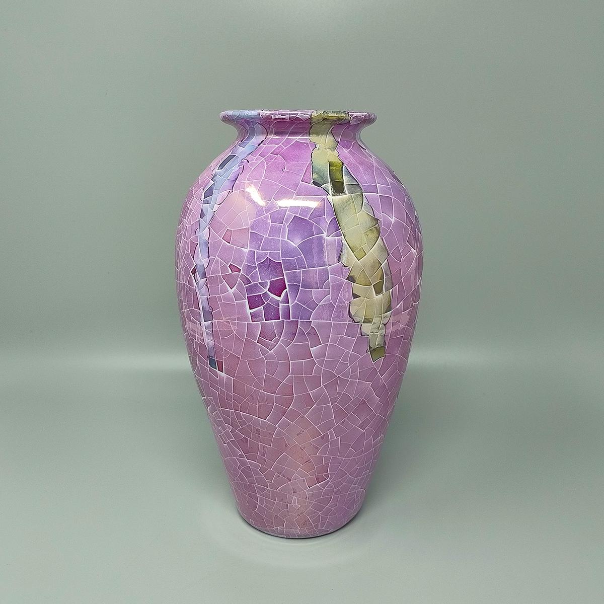 1960s Astonishing Giuseppe Locci polycrome craquelé vase in sardinian ceramic. It's in excellent condition. This vase is a true piece of art. Made in Italy
Dimension:
5,51  x 11,02 H inches
diam cm 14 x cm 28 H