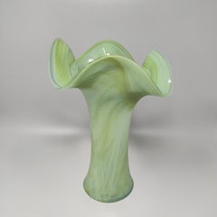 1960s Astonishing Green Vase By Ca Dei Vetrai. Made in Italy