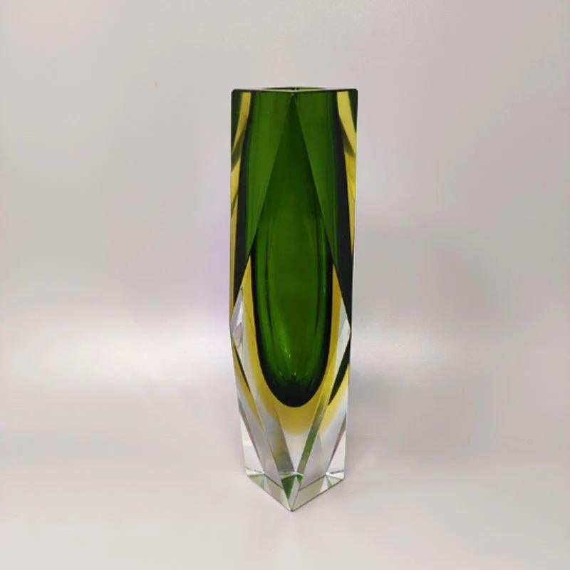 Mid-Century Modern 1960s Astonishing Green Vase by Flavio Poli for Seguso, Made in Italy For Sale