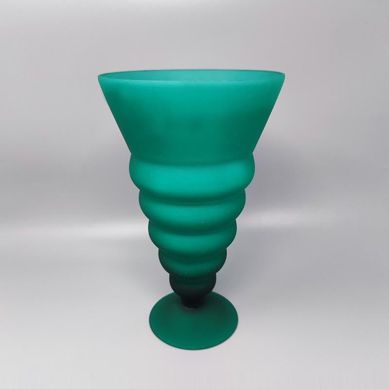Mid-Century Modern 1960s Astonishing Green Vase in Murano Glass By Michielotto For Sale