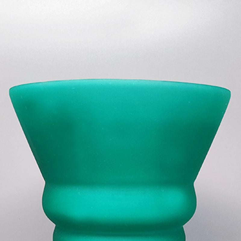 1960s Astonishing Green Vase in Murano Glass By Michielotto In Excellent Condition For Sale In Milano, IT