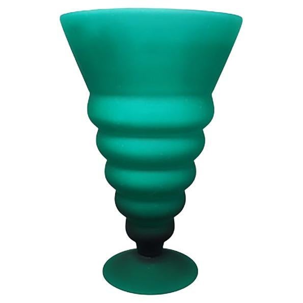 1960s Astonishing Green Vase in Murano Glass By Michielotto For Sale