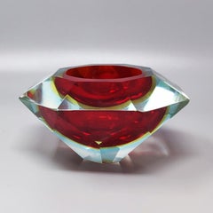 Flavio Poli Murano Glass Sommerso Aschenbecher, 1960er Jahre, 6,29" Durchmesser