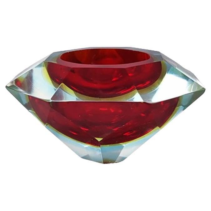 Flavio Poli Murano Sommerso Glass Ashtray, 1960s, 6.29" Diameter